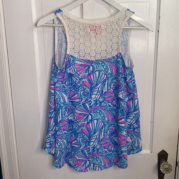 Lilly Pulitzer x Target Blue My Fans High Low Tank Top Sz XS W-077 - Picture 7 of 8